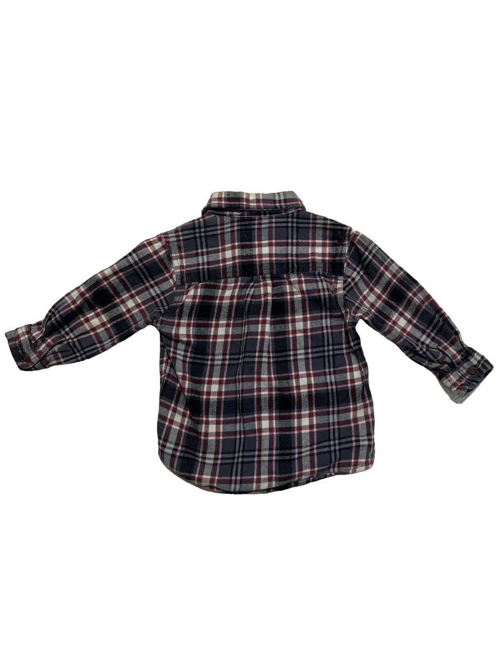 OshKosh Gray Plaid Button Up 100% Cotton Long Sleeve Collared Flannel Shirt